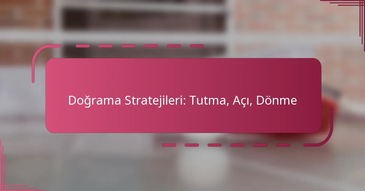 Doğrama Stratejileri: Tutma, Açı, Dönme