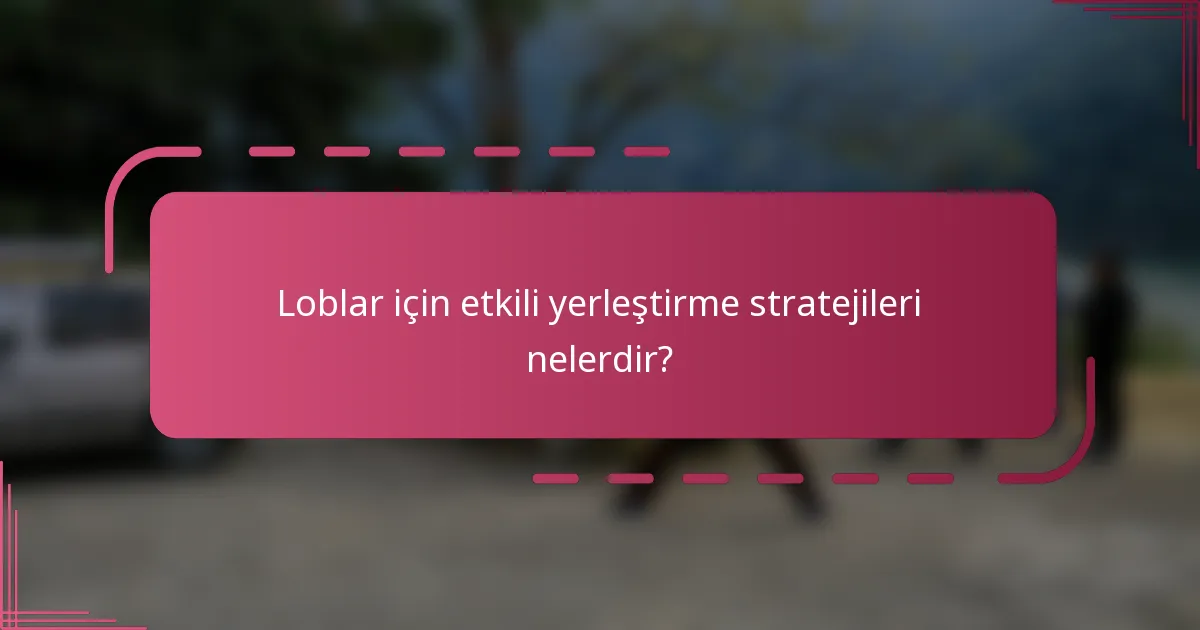 Loblar için etkili yerleştirme stratejileri nelerdir?