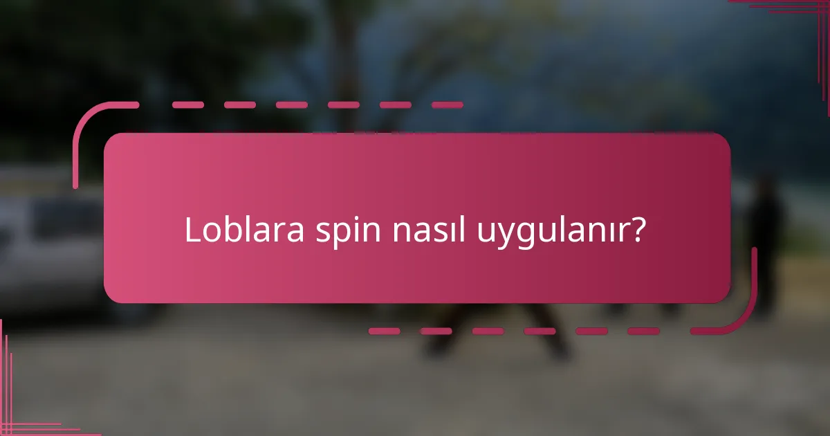 Loblara spin nasıl uygulanır?