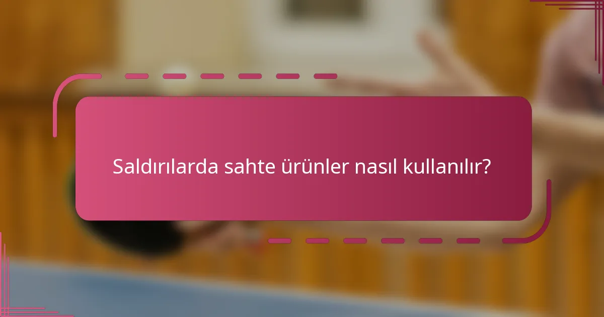 Saldırılarda sahte ürünler nasıl kullanılır?